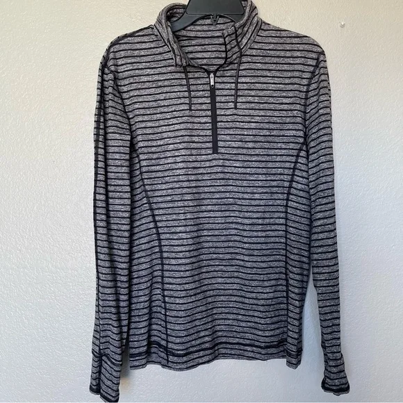 Lululemon Sweat Session 1/2 ZipRaven Stripe Black Heathered Black Men